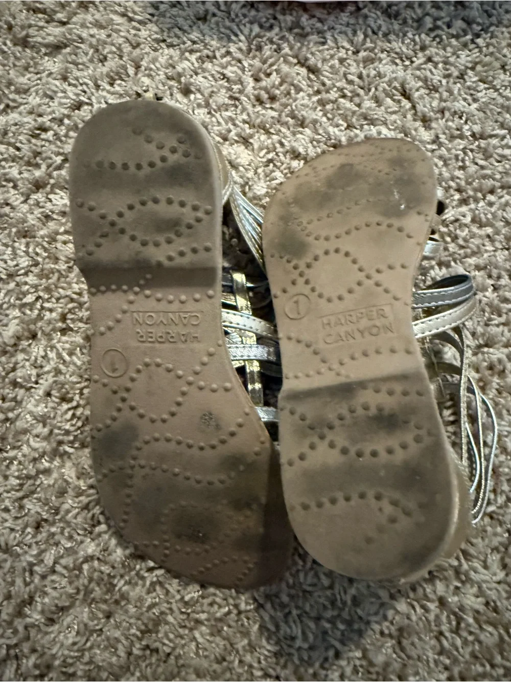 Harper Canyon Gold and Silver Metallic Strappy Girls Sandals